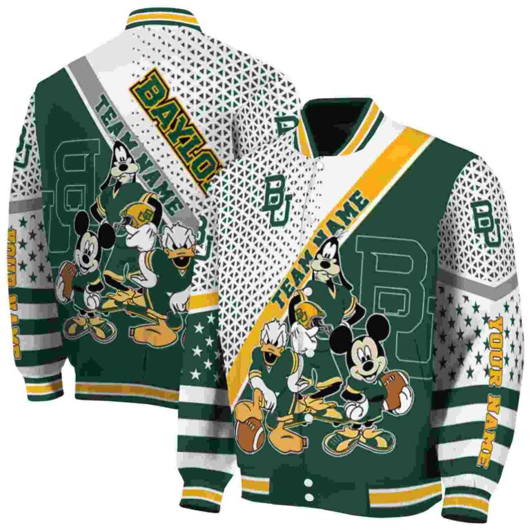 customized baylor bears mickey donald goofy green white jacket fashion forward jacketwow