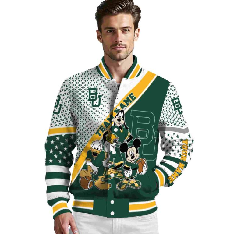 customized baylor bears mickey donald goofy green white jacket high quality jacketwow