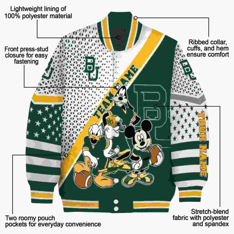 customized baylor bears mickey donald goofy green white jacket new arrival jacketwow