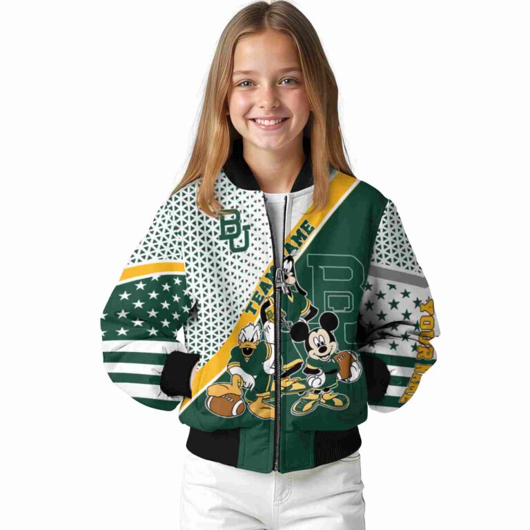 customized baylor bears mickey donald goofy green white jacket top rated jacketwow