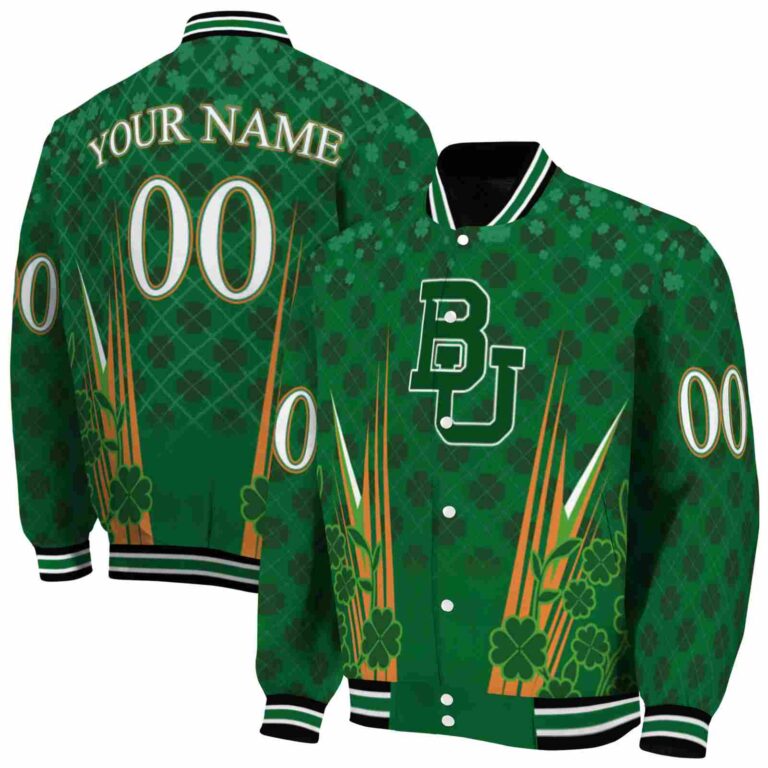 customized baylor bears shamrock pattern green jacket fashion forward jacketwow