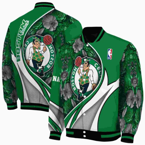 customized boston celtics floral print green jacket fashion forward jacketwow