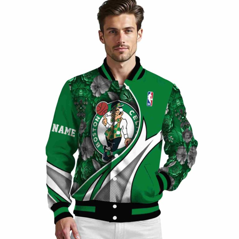 customized boston celtics floral print green jacket high quality jacketwow