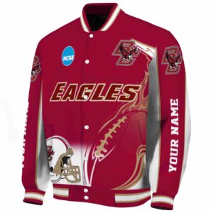 customized boston college eagles flaming football maroon white jacket best selling jacketwow