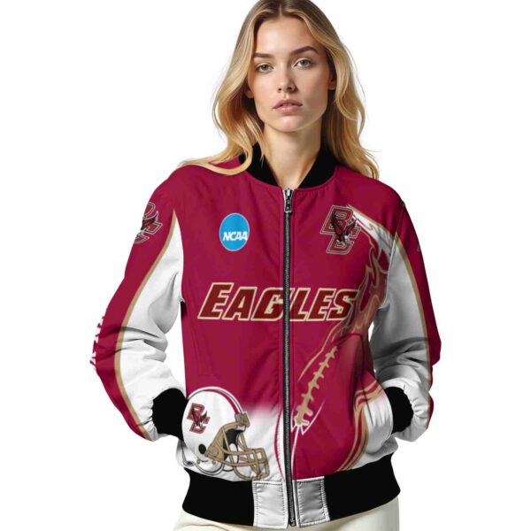 customized boston college eagles flaming football maroon white jacket latest model jacketwow