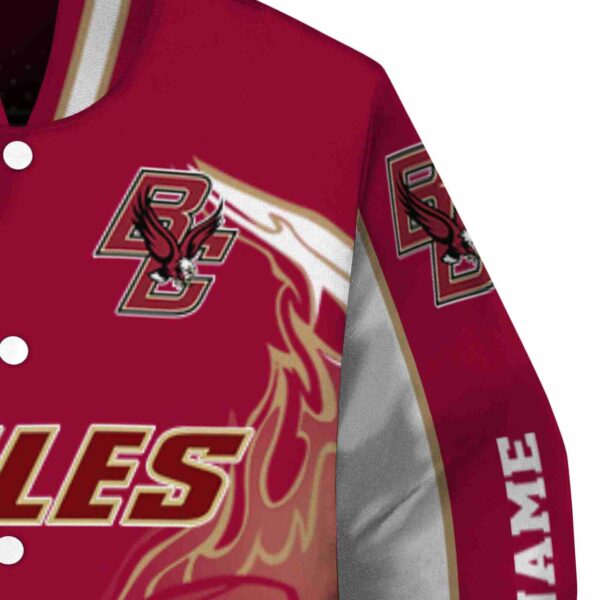 customized boston college eagles flaming football maroon white jacket premium grade jacketwow