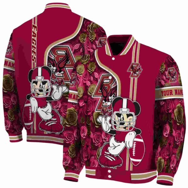 customized boston college eagles rose mickey maroon jacket fashion forward jacketwow