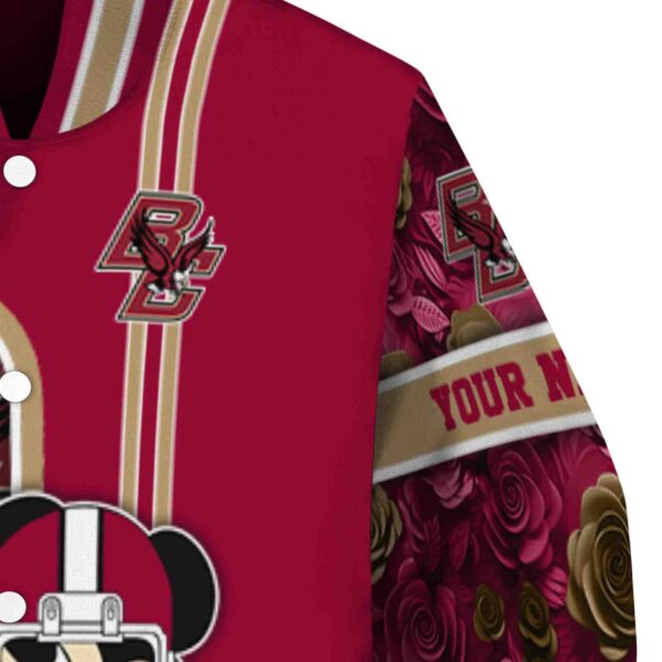 customized boston college eagles rose mickey maroon jacket premium grade jacketwow