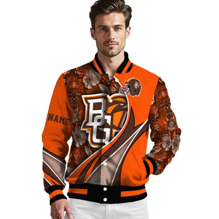 customized bowling green falcons floral print orange jacket high quality jacketwow