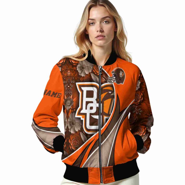 customized bowling green falcons floral print orange jacket latest model jacketwow