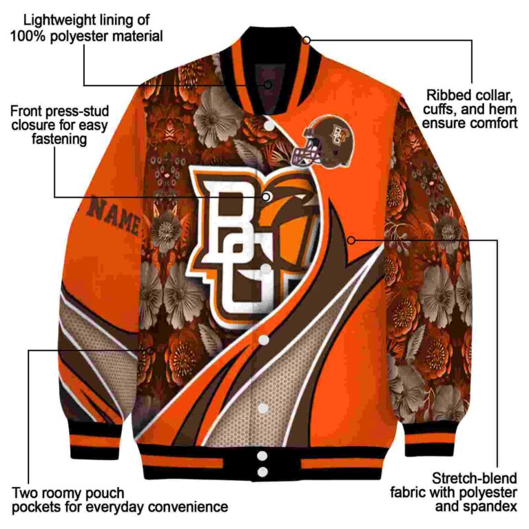 customized bowling green falcons floral print orange jacket new arrival jacketwow
