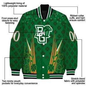 customized bowling green falcons shamrock pattern green jacket new arrival jacketwow
