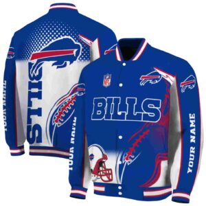 customized buffalo bills flaming football blue white jacket fashion forward jacketwow