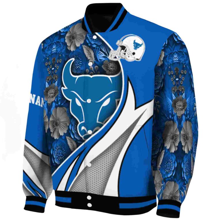 customized buffalo bulls floral print royal blue jacket best selling jacketwow
