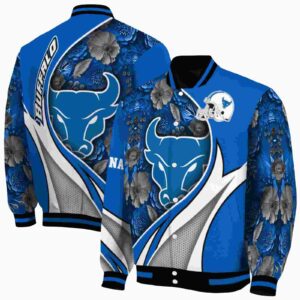 customized buffalo bulls floral print royal blue jacket fashion forward jacketwow