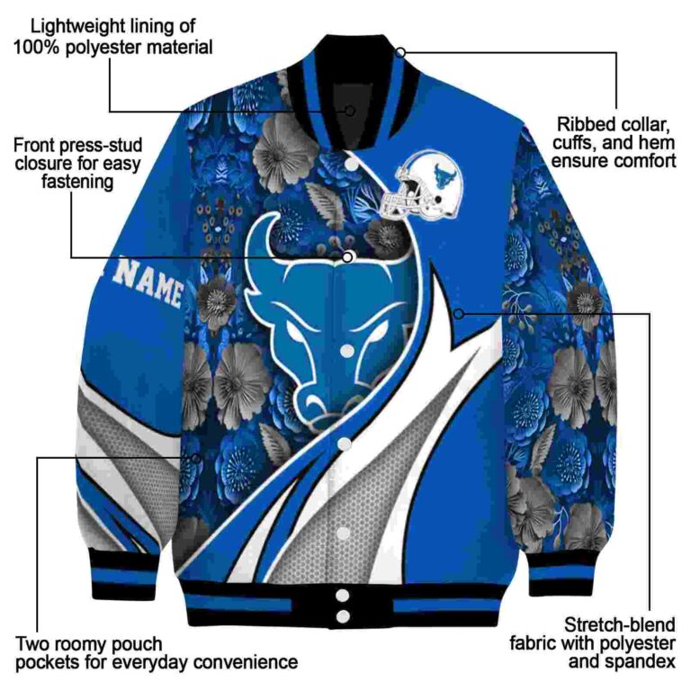 customized buffalo bulls floral print royal blue jacket new arrival jacketwow