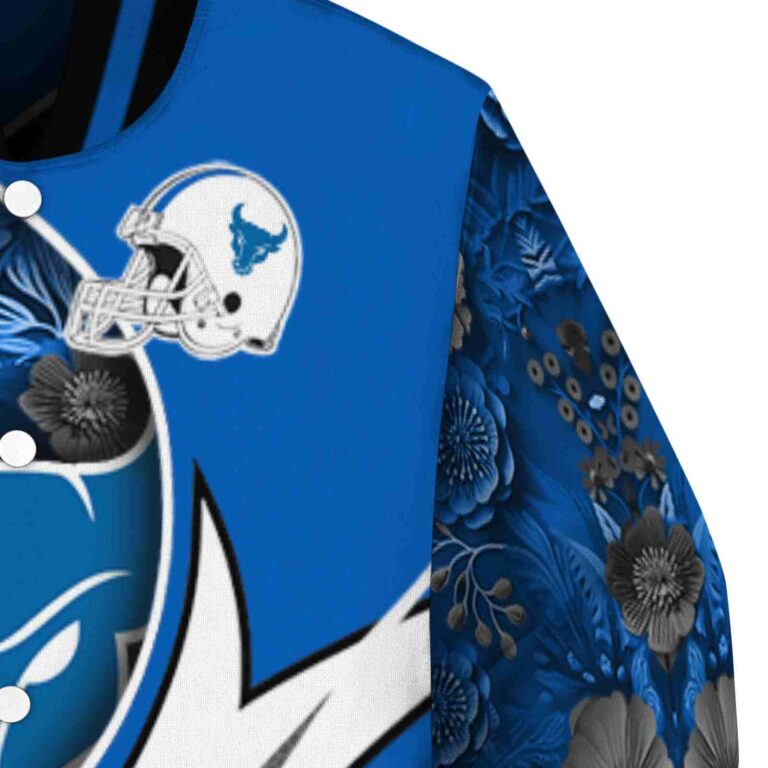customized buffalo bulls floral print royal blue jacket premium grade jacketwow