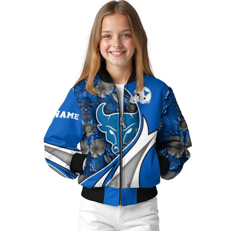 customized buffalo bulls floral print royal blue jacket top rated jacketwow