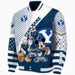 customized byu cougars mickey donald goofy blue white jacket best selling jacketwow