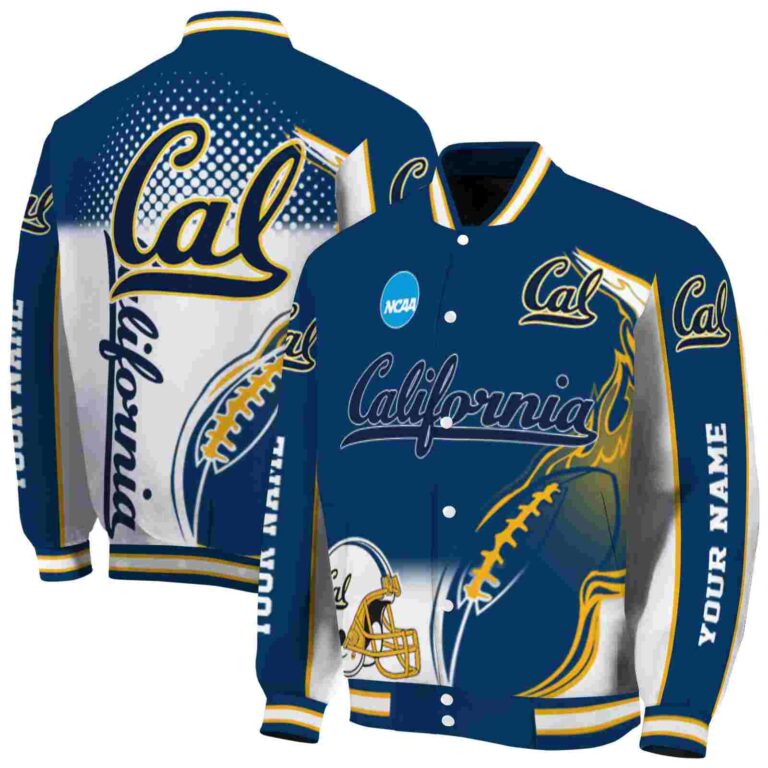customized california golden bears flaming football blue white jacket fashion forward jacketwow