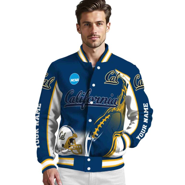 customized california golden bears flaming football blue white jacket high quality jacketwow