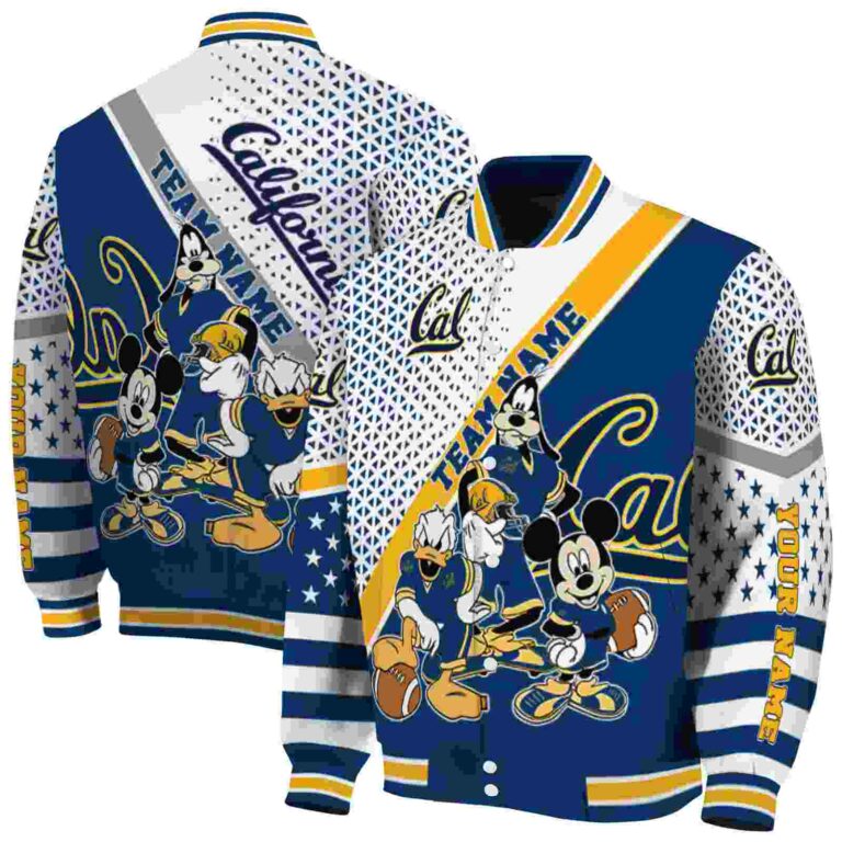 customized california golden bears mickey donald goofy blue white jacket fashion forward jacketwow