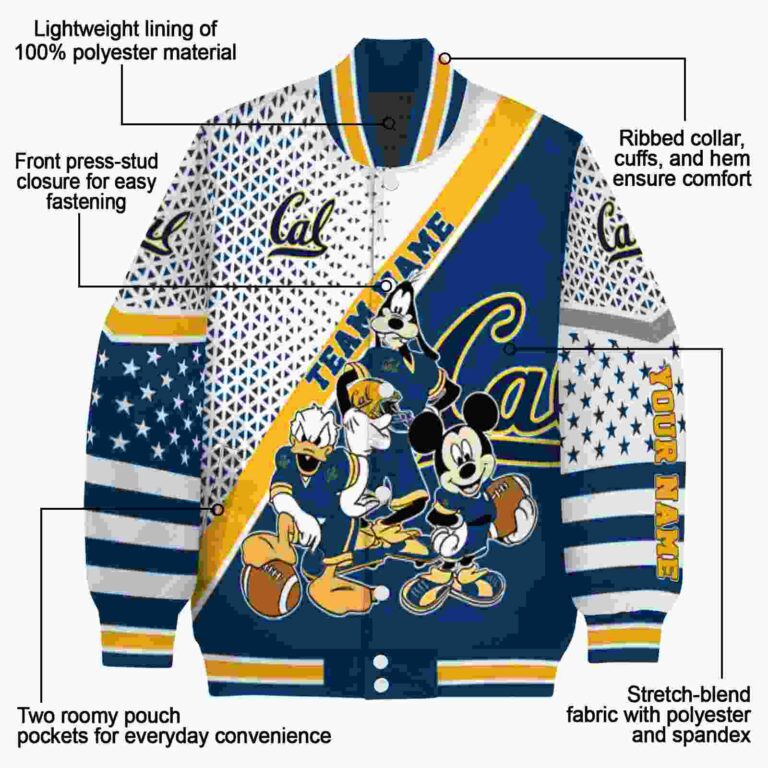 customized california golden bears mickey donald goofy blue white jacket new arrival jacketwow