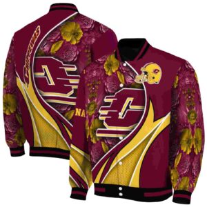 customized central michigan chippewas floral print maroon jacket fashion forward jacketwow