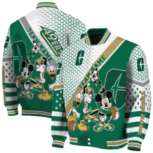 customized charlotte 49ers mickey donald goofy green white jacket fashion forward jacketwow