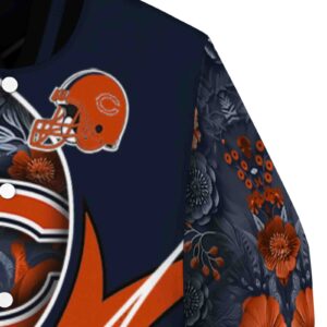 customized chicago bears floral print blue jacket premium grade jacketwow