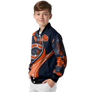 customized chicago bears floral print blue jacket trendy jacketwow