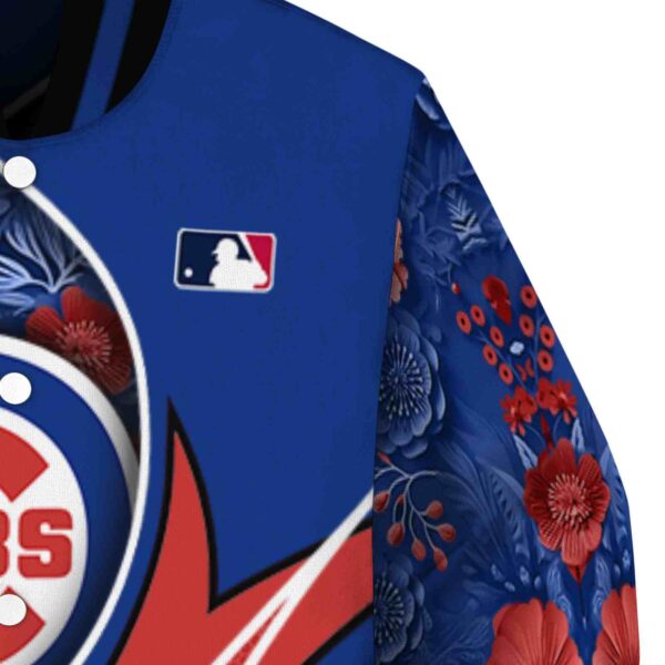customized chicago cubs floral print blue jacket premium grade jacketwow