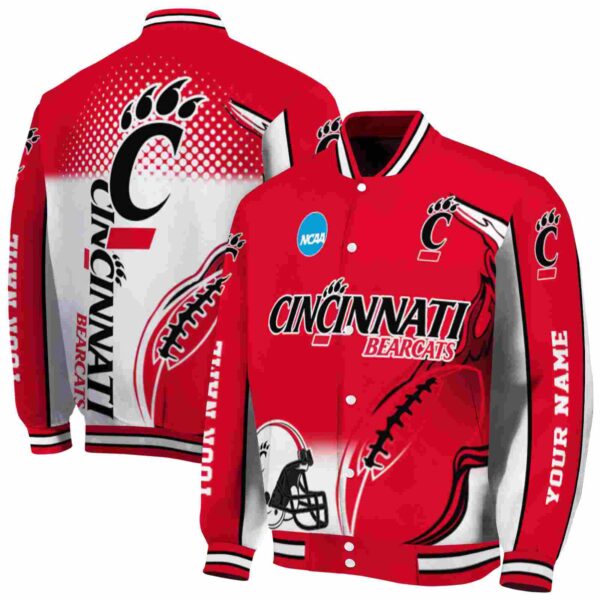 customized cincinnati bearcats flaming football red white jacket fashion forward jacketwow