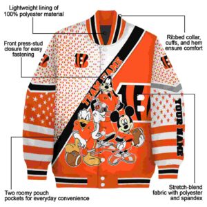 customized cincinnati bengals mickey donald goofy orange white jacket new arrival jacketwow