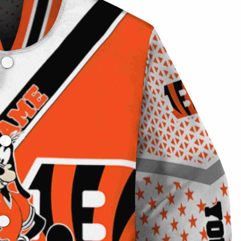 customized cincinnati bengals mickey donald goofy orange white jacket premium grade jacketwow