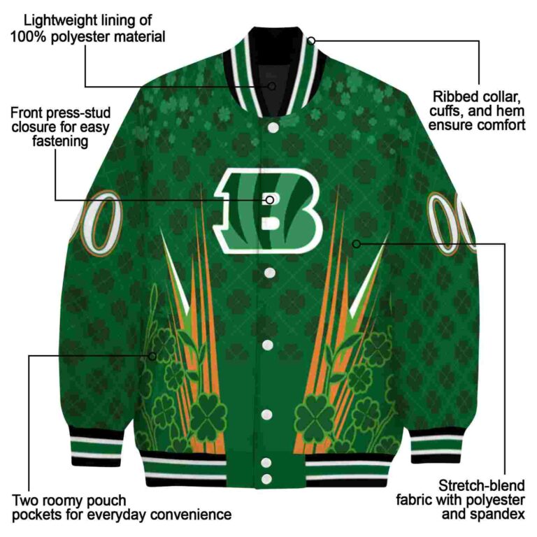 customized cincinnati bengals shamrock pattern green jacket new arrival jacketwow