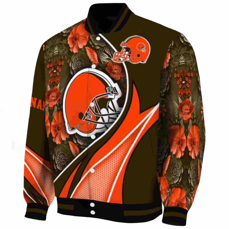 customized cleveland browns floral print brown jacket best selling jacketwow