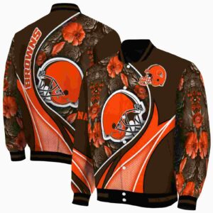 customized cleveland browns floral print brown jacket fashion forward jacketwow