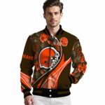 customized cleveland browns floral print brown jacket best selling jacketwow