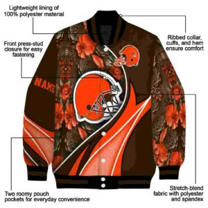 customized cleveland browns floral print brown jacket new arrival jacketwow