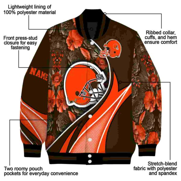customized cleveland browns floral print brown jacket new arrival jacketwow