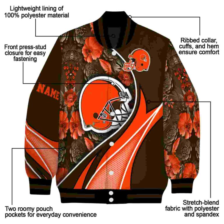 customized cleveland browns floral print brown jacket new arrival jacketwow