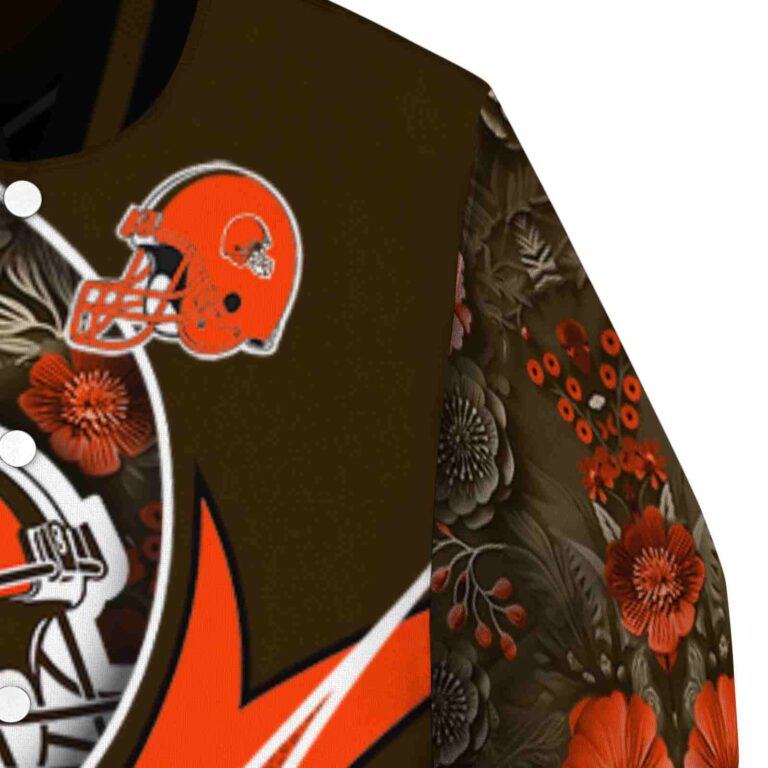 customized cleveland browns floral print brown jacket premium grade jacketwow