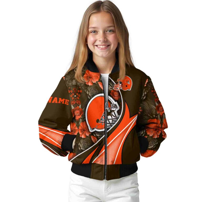 customized cleveland browns floral print brown jacket top rated jacketwow