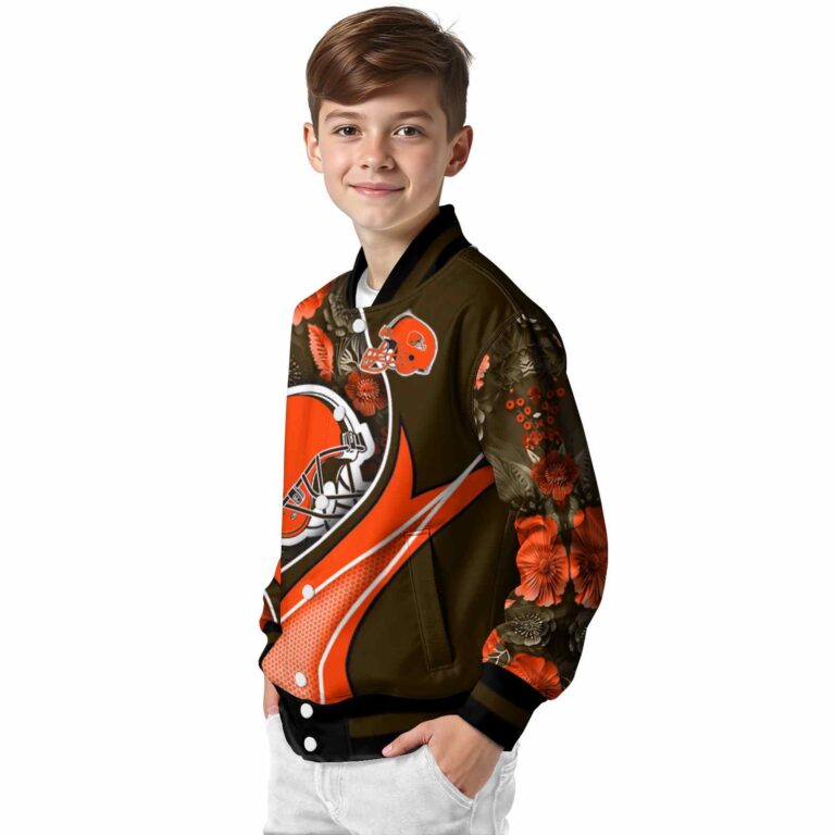 customized cleveland browns floral print brown jacket trendy jacketwow