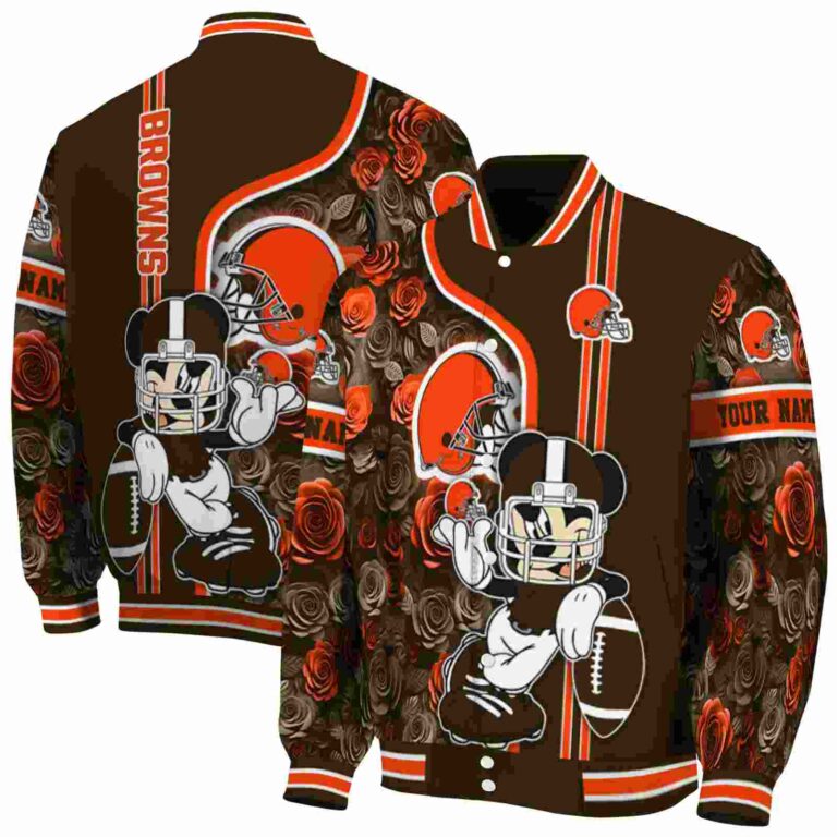 customized cleveland browns rose mickey brown jacket fashion forward jacketwow