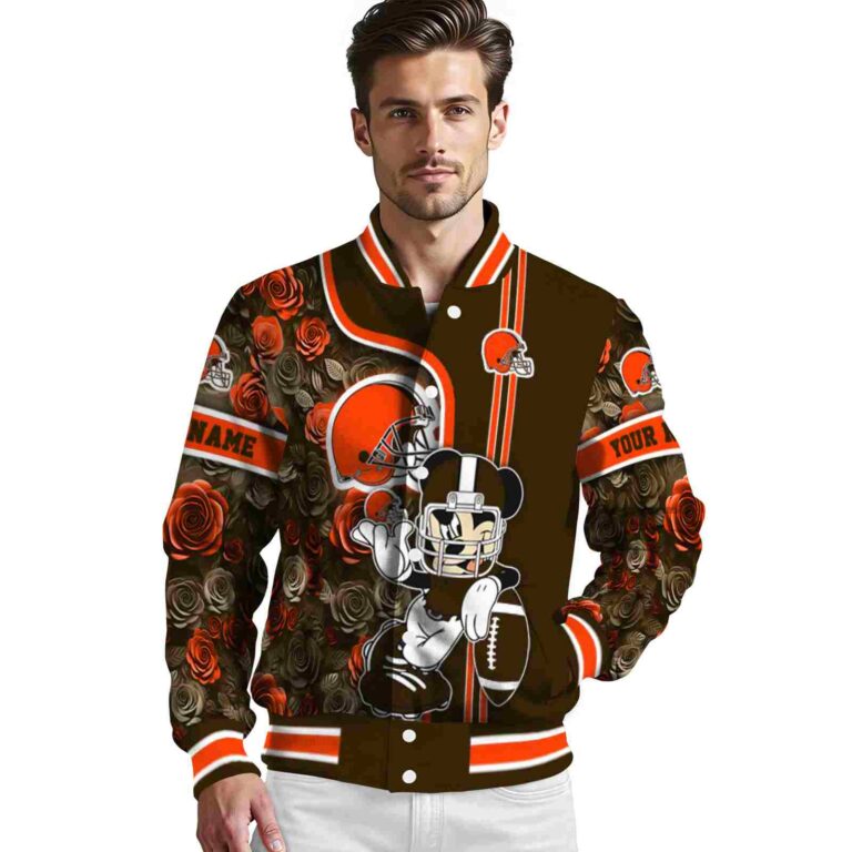 customized cleveland browns rose mickey brown jacket high quality jacketwow