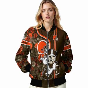 customized cleveland browns rose mickey brown jacket latest model jacketwow