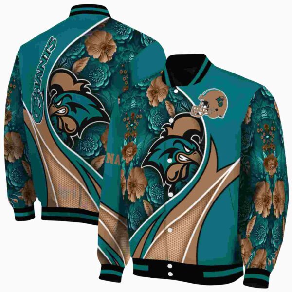 customized coastal carolina chanticleers floral print green jacket fashion forward jacketwow