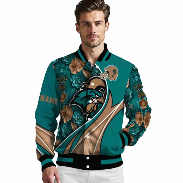 customized coastal carolina chanticleers floral print green jacket high quality jacketwow
